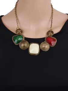 Shining Diva Fashion Antique Gold-Toned Necklace