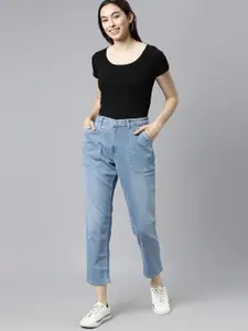 Mast & Harbour Women Blue Boyfriend Fit Light Fade Stretchable Jeans