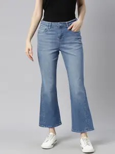 Mast & Harbour Women Blue Flared High-Rise Light Fade Stretchable Jeans