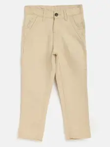 Gini and Jony Boys Beige Regular Fit Solid Trousers