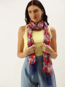 DressBerry Women Red & Blue Printed Scarf