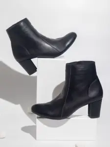 Inc 5 Women Black Solid Suede Heeled Boots