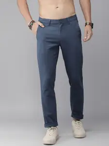 Roadster Men Blue Regular Fit Solid Regular Trousers