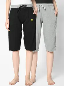 VIMAL JONNEY Women Pack of 2 Solid Lounge Shorts