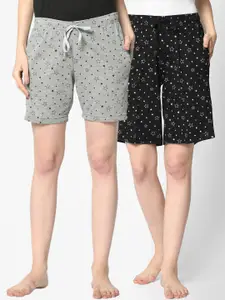 VIMAL JONNEY Women Pack of 2 Printed Lounge Shorts