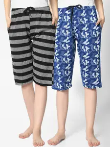MACK JONNEY Women Pack Of 2 Striped Lounge Shorts