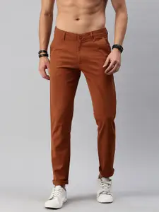 Roadster Men Brown Regular Fit Solid Regular Trousers