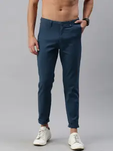 Roadster Men Navy Blue  Self Design Trousers
