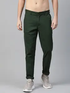 Roadster Men Green Regular Fit Solid Trousers