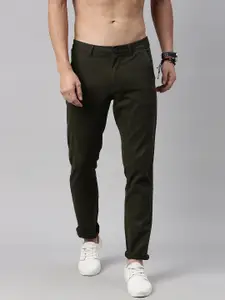 Roadster Men Green Regular Fit Solid Regular Trousers