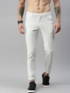 Roadster Men White Regular Fit Solid Regular Trousers