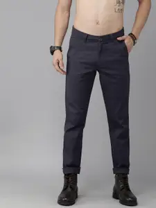 Roadster Men Navy Blue Regular Fit Solid Chinos