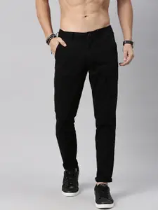 Roadster Men Black Pure Cotton Trousers
