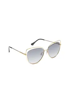 French Connection Women Grey Lens & Gold-toned Cateye Sunglasses FC 7561 C2