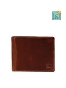 Impulse Men Brown Solid Leather RFID Two Fold Wallet