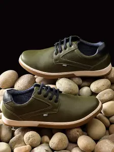 iD Men Olive Green Lace Up Casual Shoes