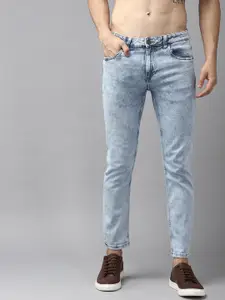 Roadster Men Blue Light Fade Skinny Fit Stretchable Cropped Jeans