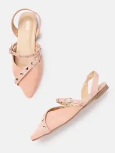 Lavie Women Nude Pink Embellished Ballerinas with Buckle Detail