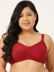 Leading Lady Plus Size Maroon Pure Cotton Solid Full Coverage Everyday Bra