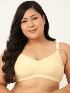Leading Lady Plus Size Yellow Pure Cotton Solid Full Coverage Everyday Bra