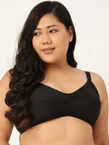 Leading Lady Plus Size Black Pure Cotton Solid Full Coverage Everyday Bra