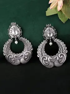 Rubans Silver-Toned Contemporary Drop Earrings