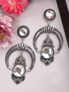 Rubans Silver-Toned Contemporary Drop Earrings