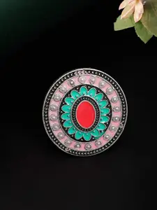 Rubans Silver-Plated Enamelled Handcrafted Adjustable Finger Ring