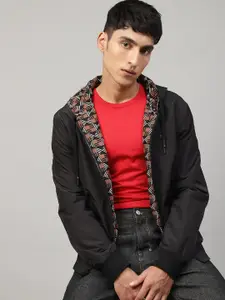 Antony Morato Men Black & Brown Printed Reversible Bomber