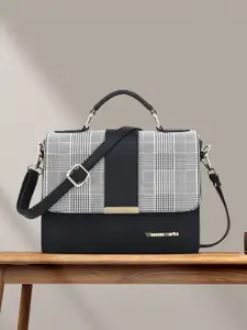 WOMEN MARKS Black & Off-White Checked Satchel