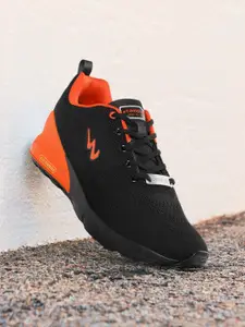 Campus Men Black & Orange Flying Fury Woven Design Running Shoes