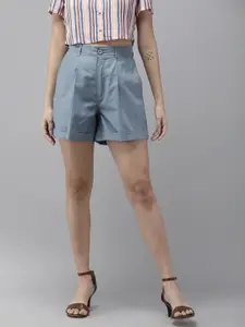 The Dry State Women Grey Solid Loose Fit Shorts