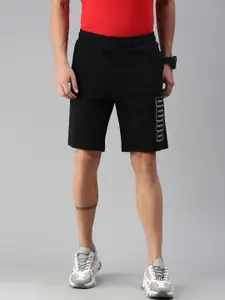 Puma Men Black Typography Printed Mid-Rise Sports Shorts
