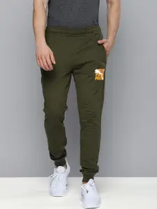 Puma Men Olive Green Slim Fit Forest Night Joggers with Printed Detailing