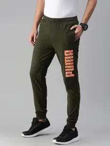 Puma Men Olive Green Graphic 13 Forest Night Solid Slim Fit Joggers