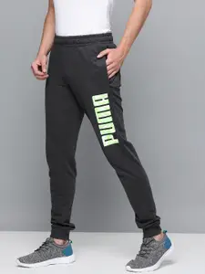 Puma Men Grey Graphic Brand Logo Printed Slim Fit Joggers