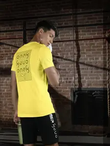 one8 x PUMA Men Yellow Back Printed Slim Fit VK Graphic Round Neck Pure Cotton T-shirt