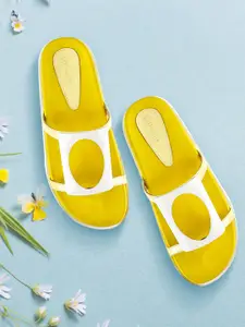 Catwalk Women Yellow & White Colourblocked Flatform Heels