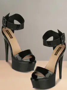 Flat n Heels Women Black Solid Stilettos