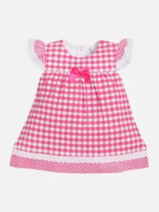 BABY GO Girls Fuchsia Checked A-Line Dress