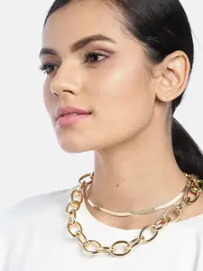 Jewels Galaxy Gold-Plated Statement Layered Link Necklace