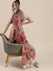 Saree mall Pink & Green Printed Saree