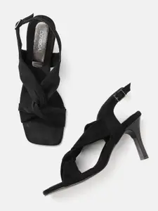 CORSICA Women Black Solid Block Heels with Twisted Detail