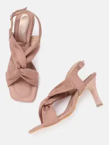 CORSICA Women Dusty Pink Solid Block Heels with Twisted Detail