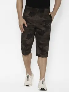 SAPPER Men Olive Green Printed Slim Fit Regular Shorts