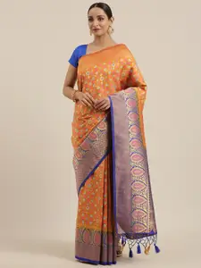 MIMOSA Mustard Yellow Art Silk Woven Design Kanjeevaram Saree