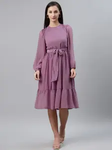 plusS Women Mauve Solid Fit & Flare Dress