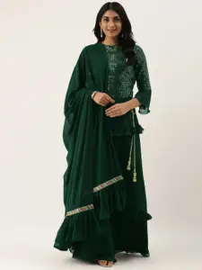 Ethnovog Green Embellished Made to Measure Lehenga  Blouse with Dupatta