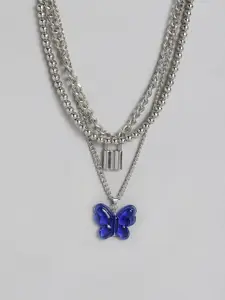 justpeachy Set Of 3 Silver-Plated Necklace