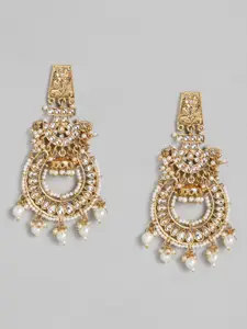 Justpeachy White & Gold-Plated Classic Drop Earrings